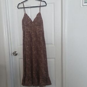 Hesperus Brown Floral Midi Dress NWOT XL